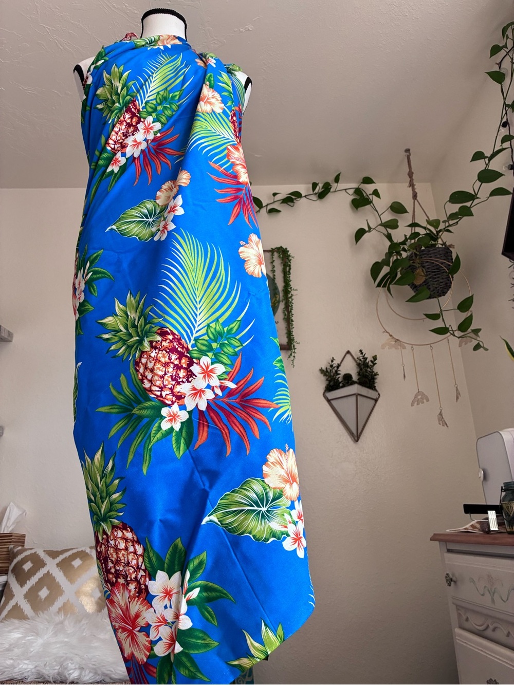Bright Blue Tropical Pineapple Women’s Swim Sarong